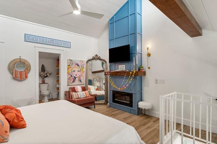 32461 East County Highway 30A, Unit 17 Inlet Beach, FL 32461 - Photo 18 of 53 a bedroom with a bed and flat screen tv