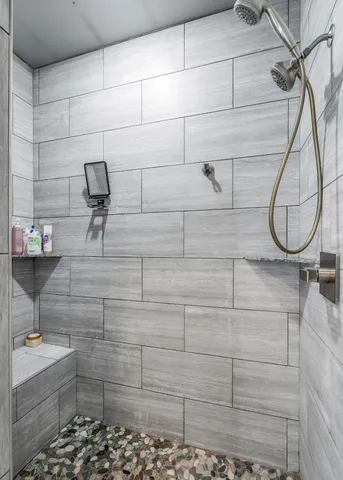 a bathroom with a shower