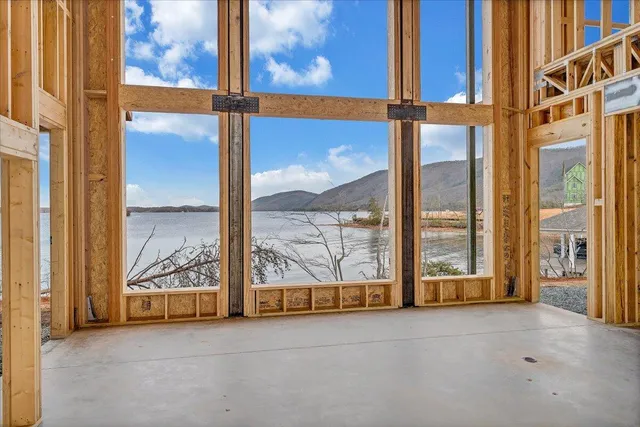 a view of a lake with houses