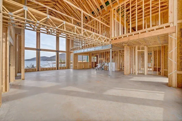 a view of a lake with houses