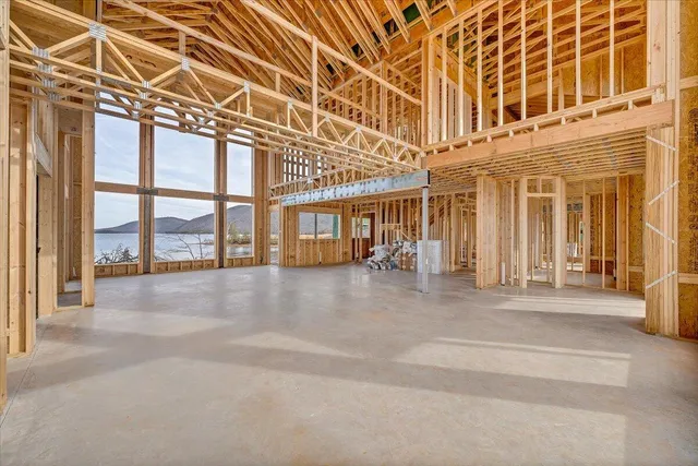 a view of a lake with houses