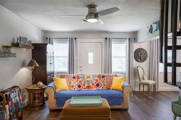 a bedroom with a bed and furniture