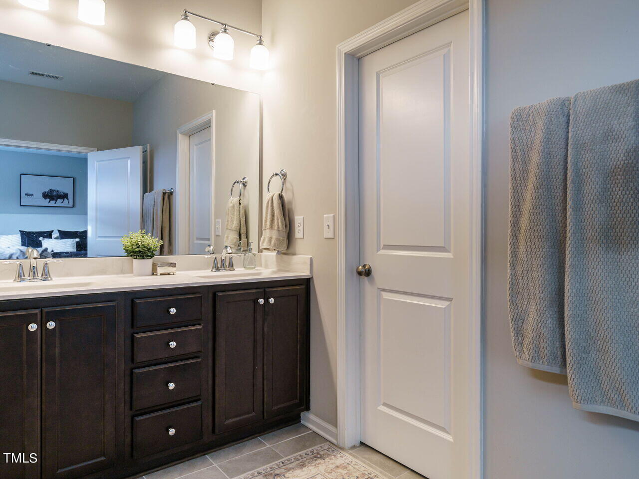 106 Zante Currant Road Durham, NC 27703 - Photo 19 of 27 a bathroom with a double vanity sink and mirror