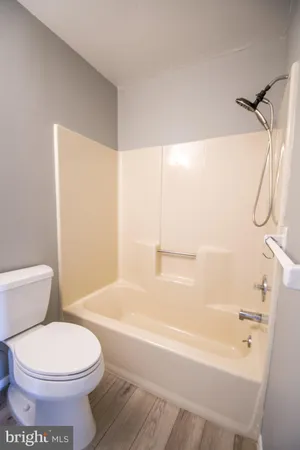 a bathroom with a toilet and a bathtub