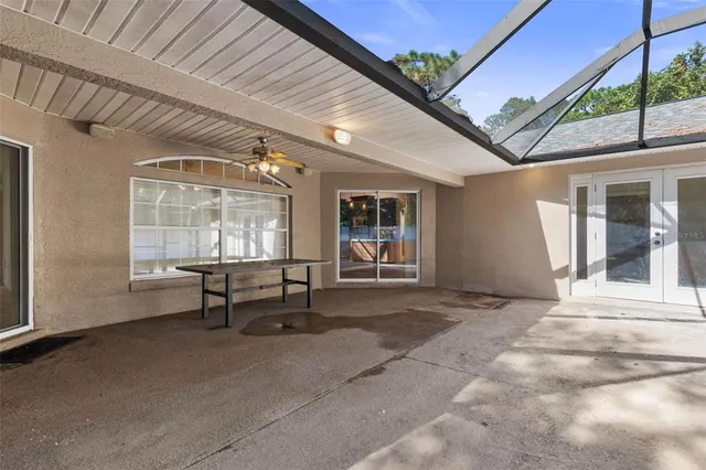 a view of a backyard with a tree