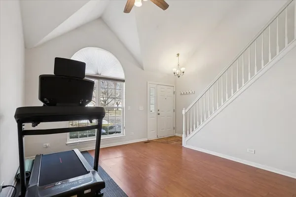 a view of room with gym equipment
