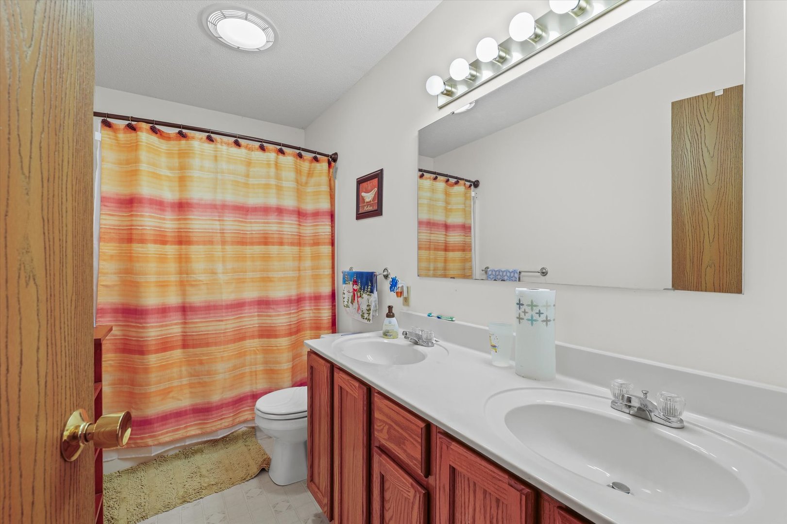 707 Country View Drive Philo, IL 61864 - Photo 21 of 28 a bathroom with a double vanity sink toilet mirror and shower