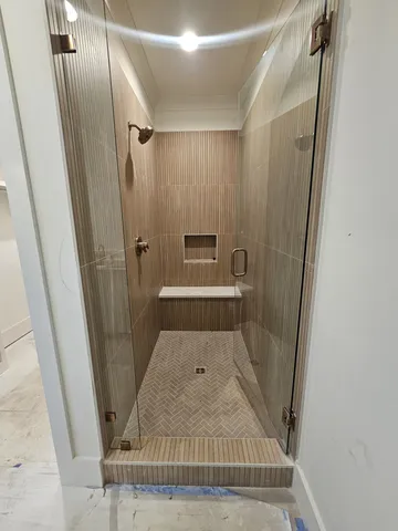 a bathroom with a bathtub