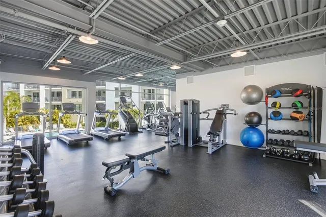 a view of a room with gym equipment