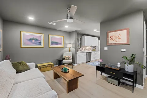 a living room with furniture