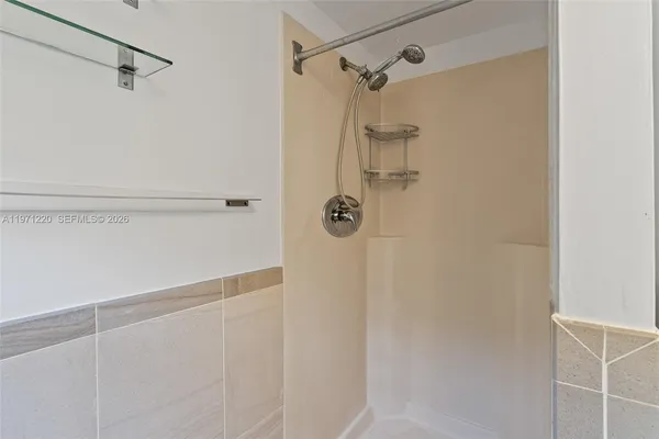 a bathroom with a shower
