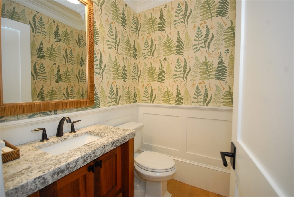 11 Williams Road Concord, MA 01742 - Photo 18 of 42 a bathroom with a granite countertop sink a toilet and shower