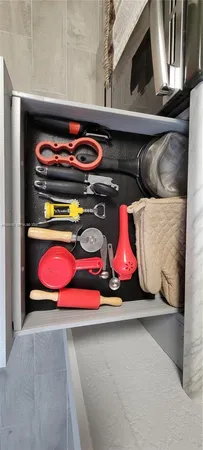 a view of wooden cabinets