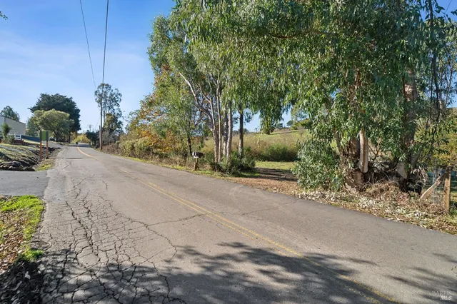 a view of a field with an trees