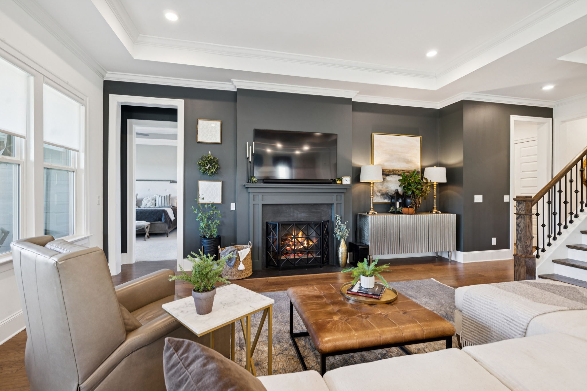 7143 Neills Branch Drive College Grove, TN 37046 - Photo 20 of 74 a living room with furniture and a fireplace