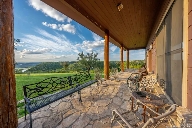 a view of a lake with a yard