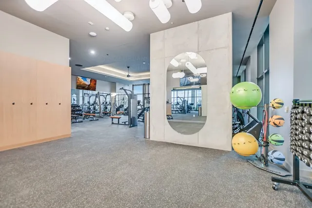 a view of a room with gym equipment