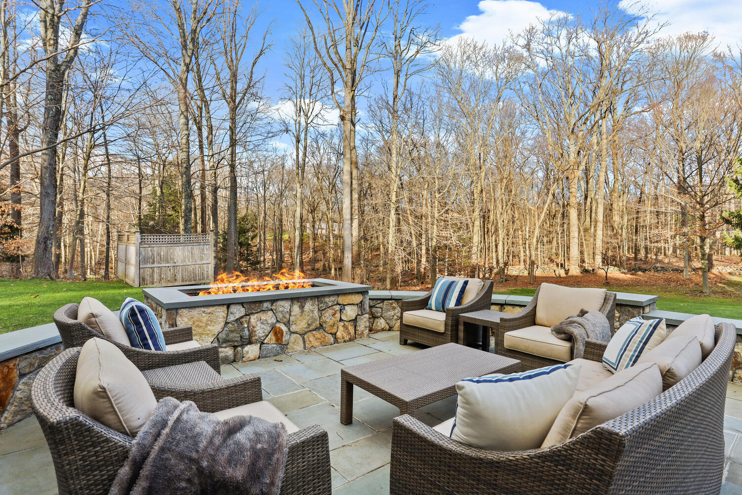 31 Ramhorne Road New Canaan, CT 06840 - Photo 46 of 56 a view of patio with couches table and chairs and garden