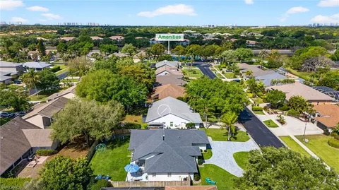 an aerial view of a house with a garden