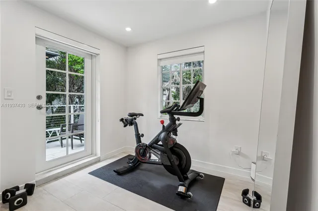 a view of a room with gym equipment