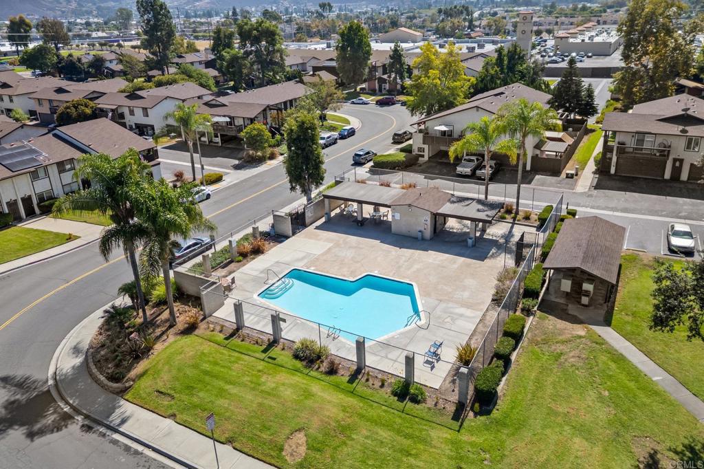 10323 Restful Court Santee, CA 92071 - Photo 28 of 30 an aerial view of a swimming pool with outdoor seating and yard