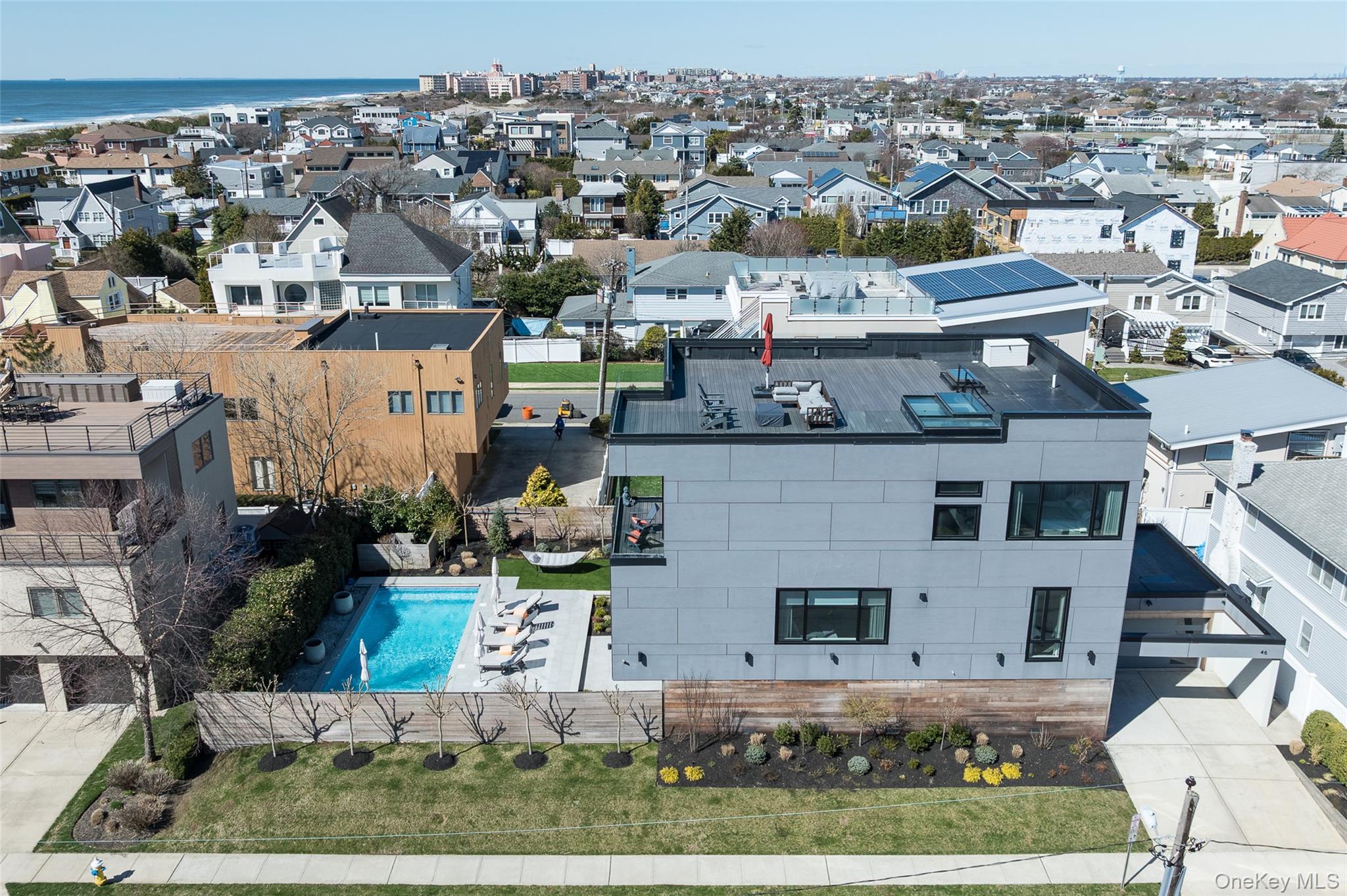 an aerial view of a house