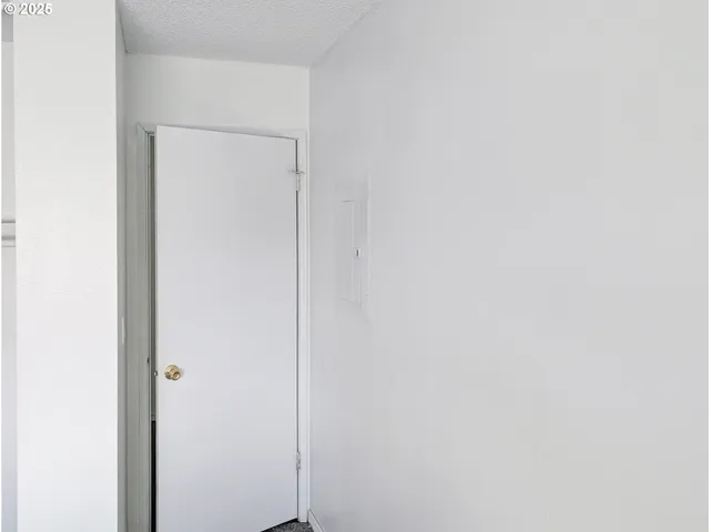 a view of a small space with a window