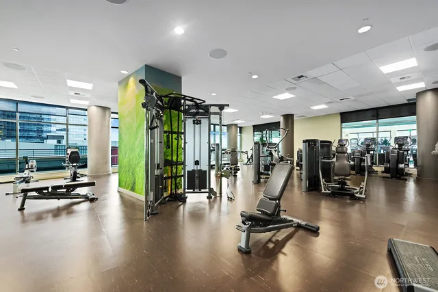 a view of a building with a street