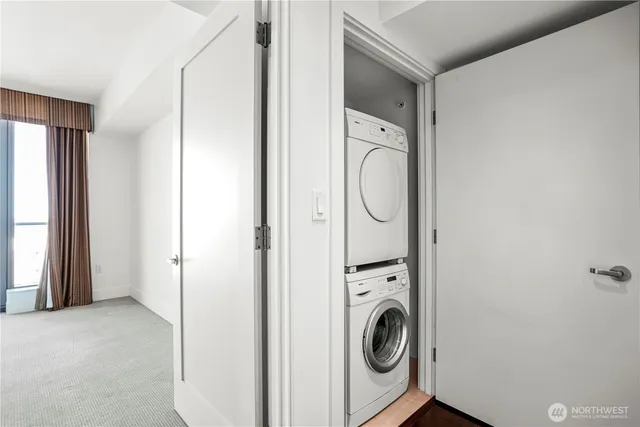 a utility room with dryer and washer