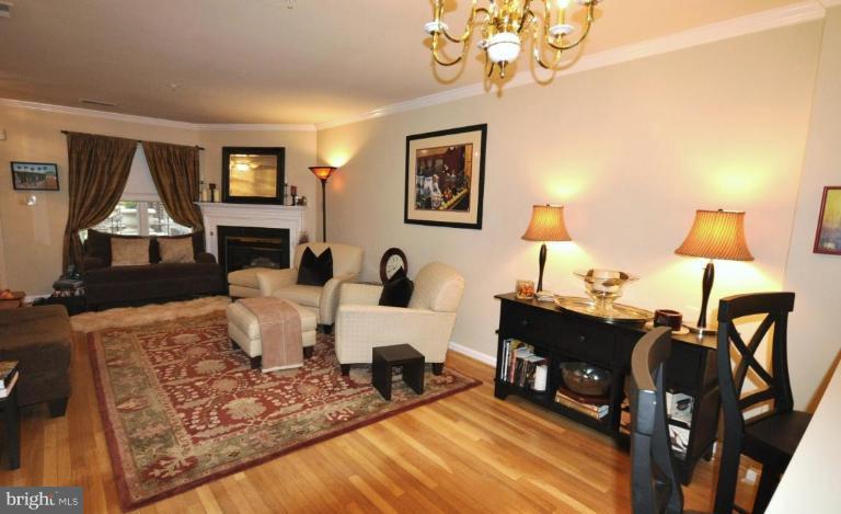 3052 South Glebe Road, Unit 3052 Arlington, VA 22206 - Photo 3 of 15 Open Living room with Fireplace and crown moulding