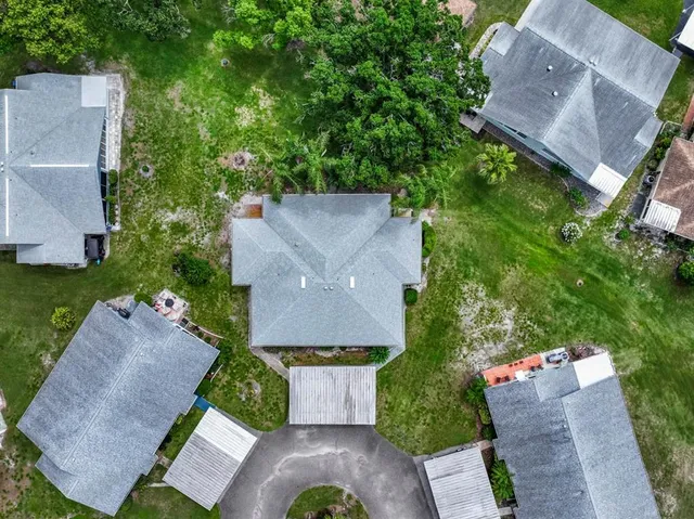 an aerial view of a house