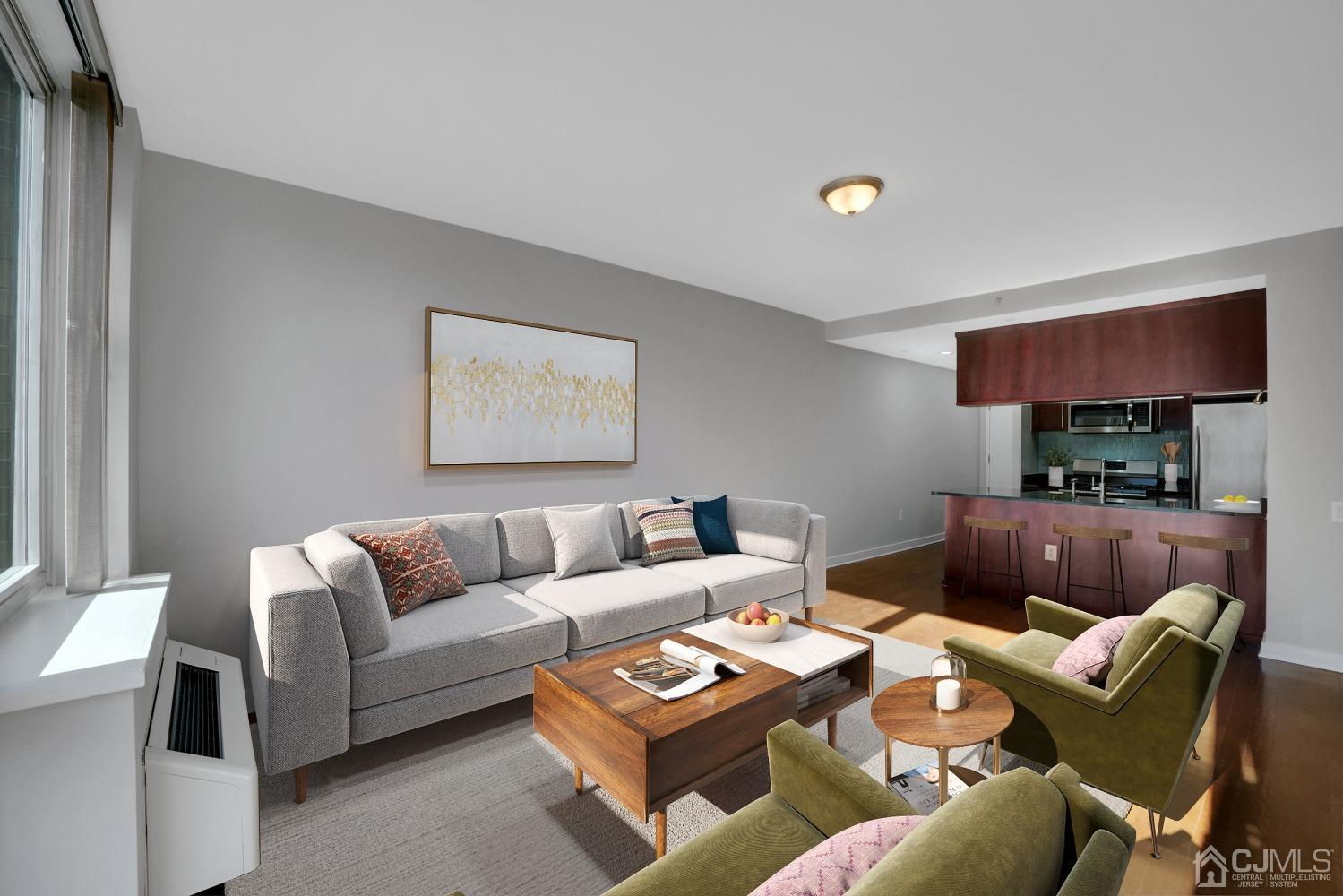 a living room with furniture and a couch