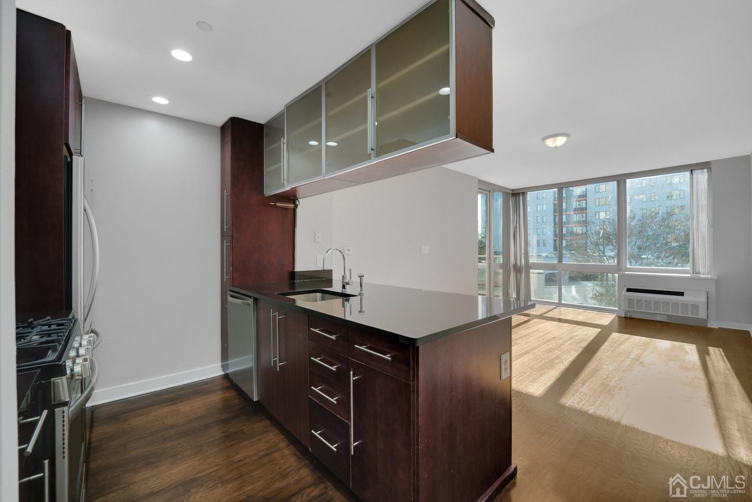 301 Hudson Park Edgewater, NJ 07020 - Photo 9 of 44 a kitchen with stainless steel appliances granite countertop a sink and a stove