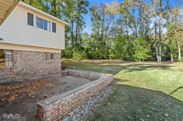 a view of a backyard with green space