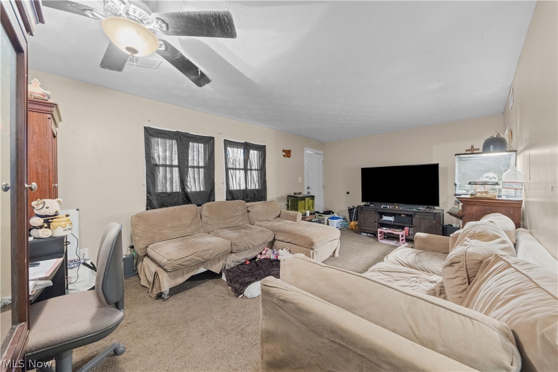68-70 East Sunset Drive Rittman, OH 44270 - Photo 16 of 49 Living area featuring neutral wall tones and a ceiling fan with integrated lighting