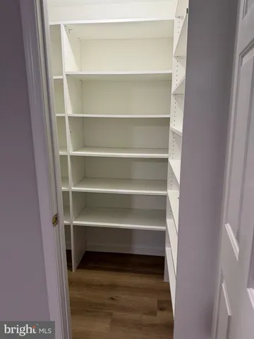 a view of walk in closet with empty racks