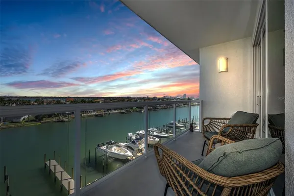 a view of a lake with a city