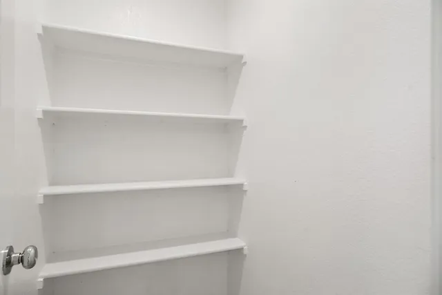a view of an empty walk in closet