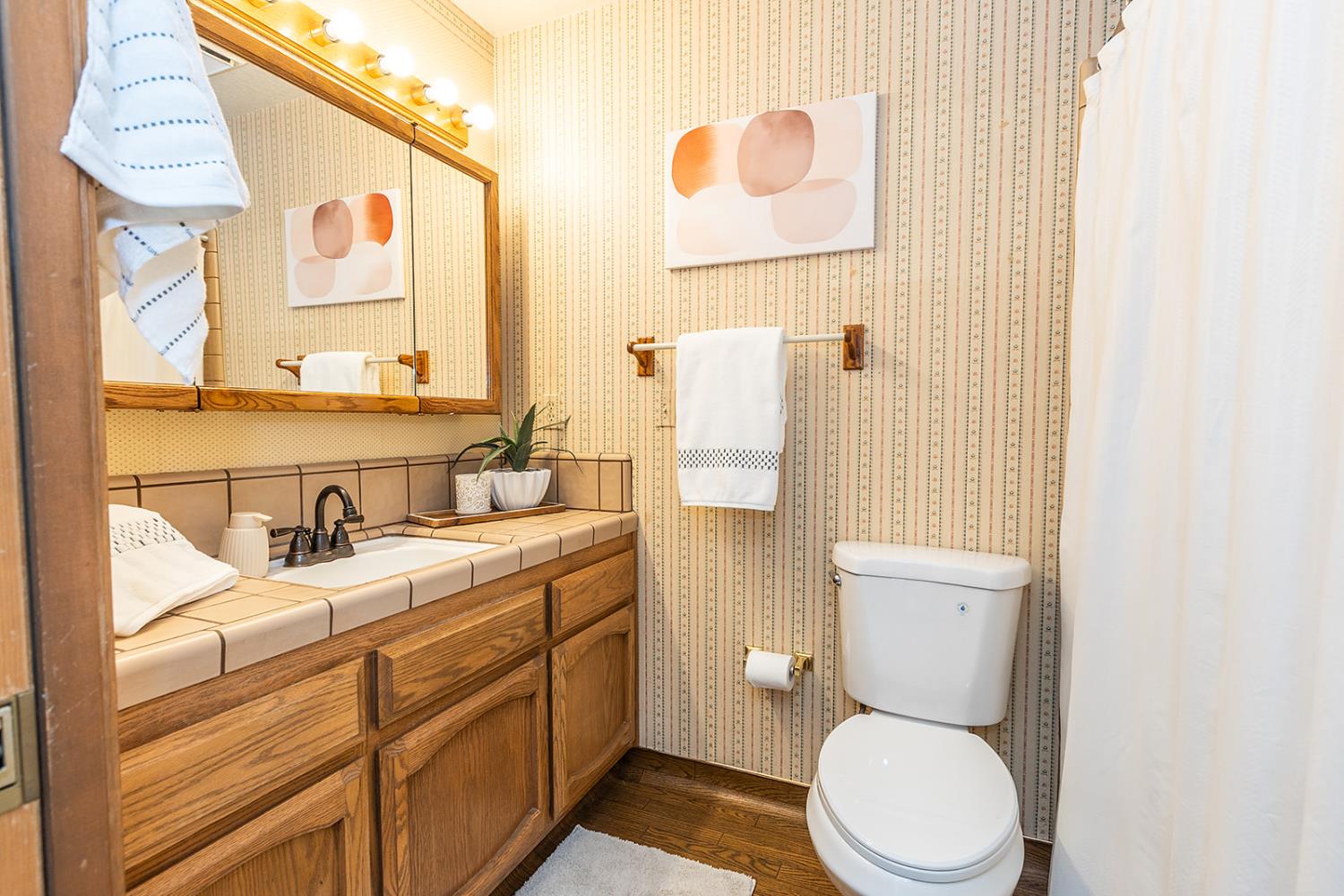 3913 Cougar Place Modesto, CA 95356 - Photo 26 of 40 a bathroom with a toilet a sink and a mirror