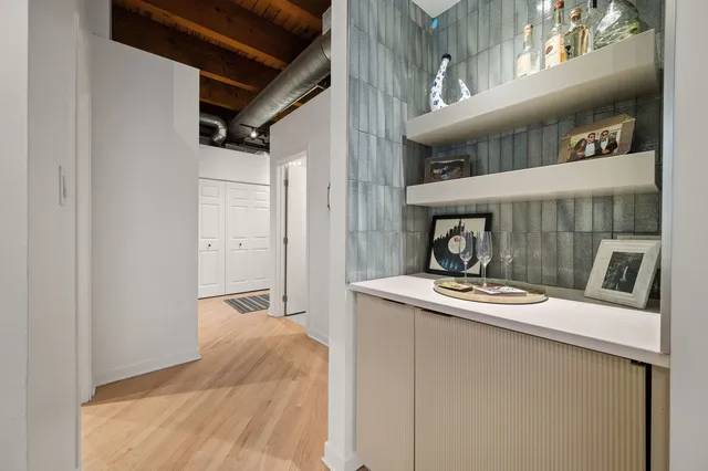 a view of kitchen and living room