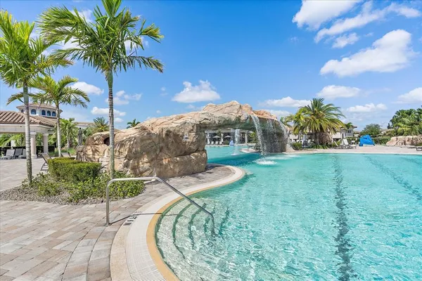 a view of a backyard with palm trees