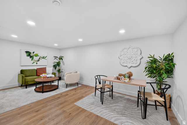 546 West 200 South Payson, UT 84651 - Photo 12 of 45 Open-concept living area with wood-finish flooring, recessed lighting, and crisp white walls