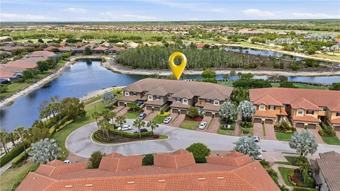 a view of a city with lawn chairs