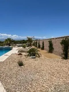 a view of a terrace with city view