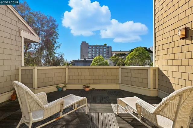 a view of a terrace with furniture