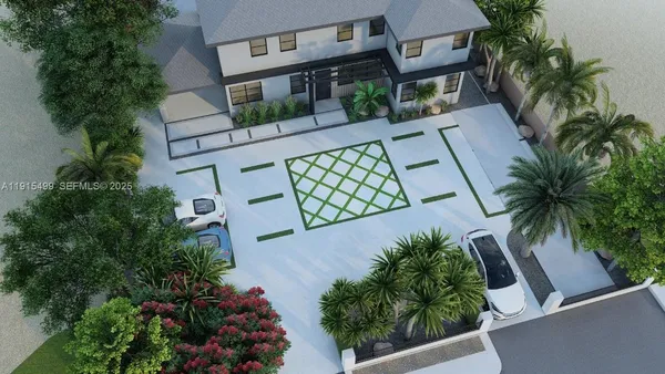 an outdoor view with patio