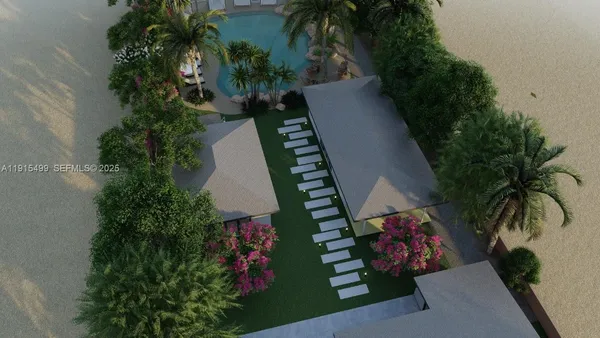 an outdoor space with plants