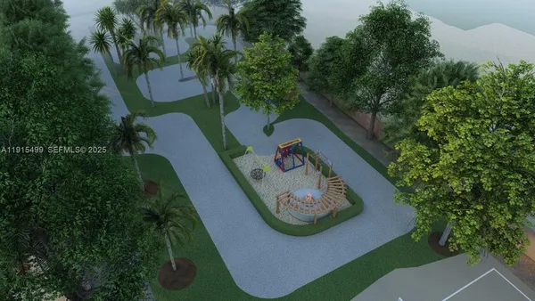 a view of backyard with outdoor seating and green space