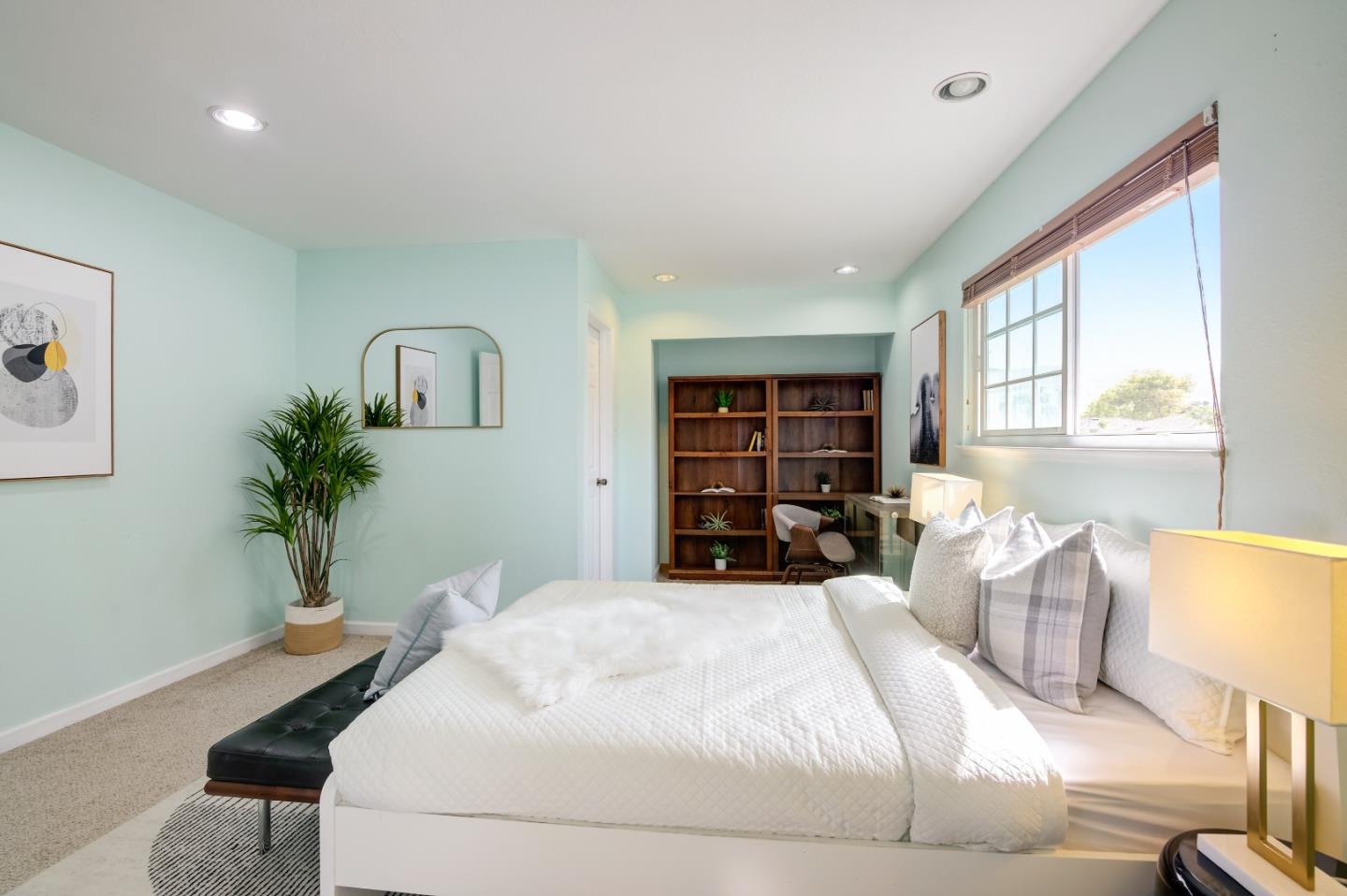 1224 Glacier Drive Milpitas, CA 95035 - Photo 13 of 45 a bedroom with a bed and a potted plant