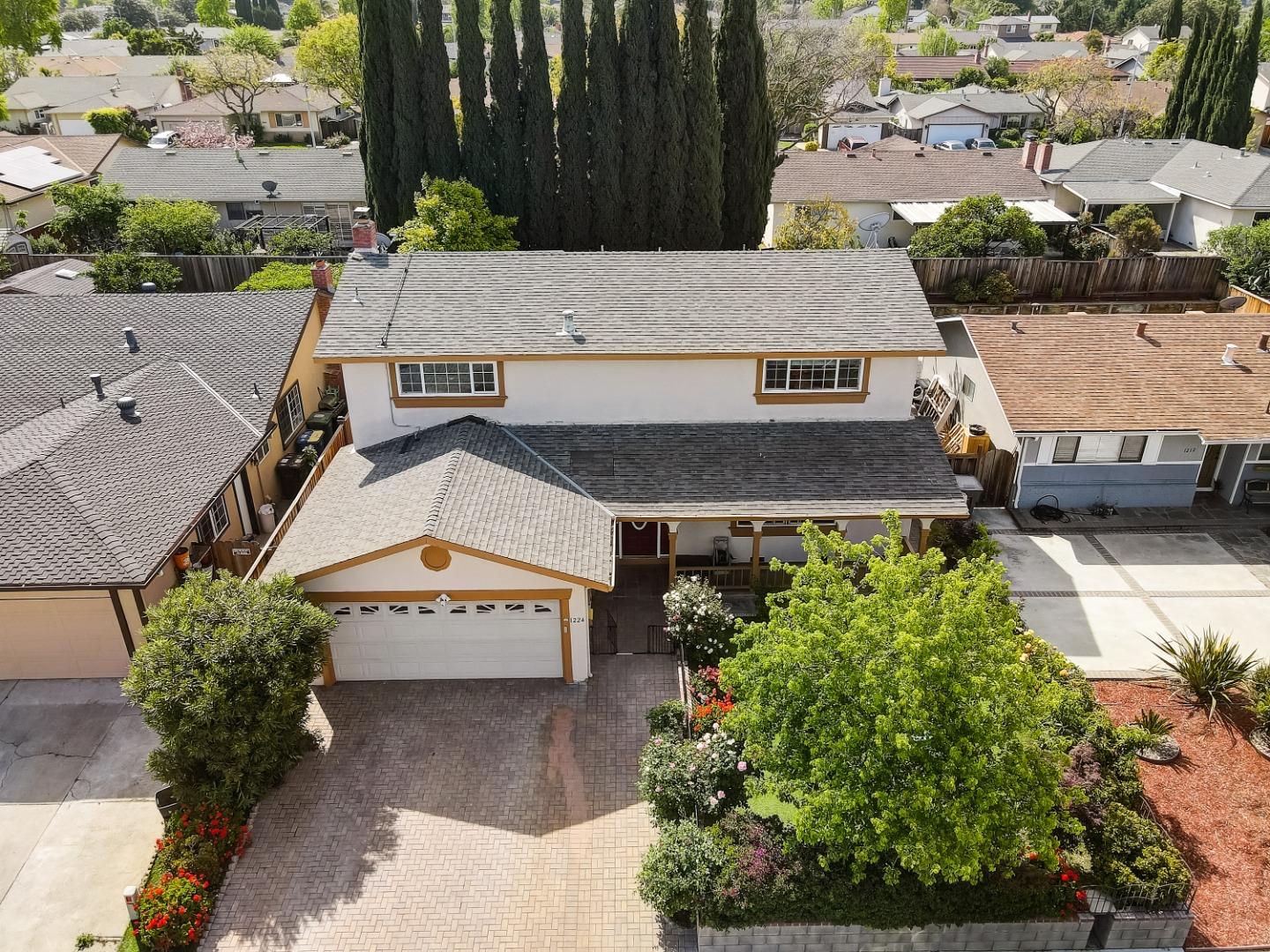 1224 Glacier Drive Milpitas, CA 95035 - Photo 36 of 45 an aerial view of a house with a yard and garden